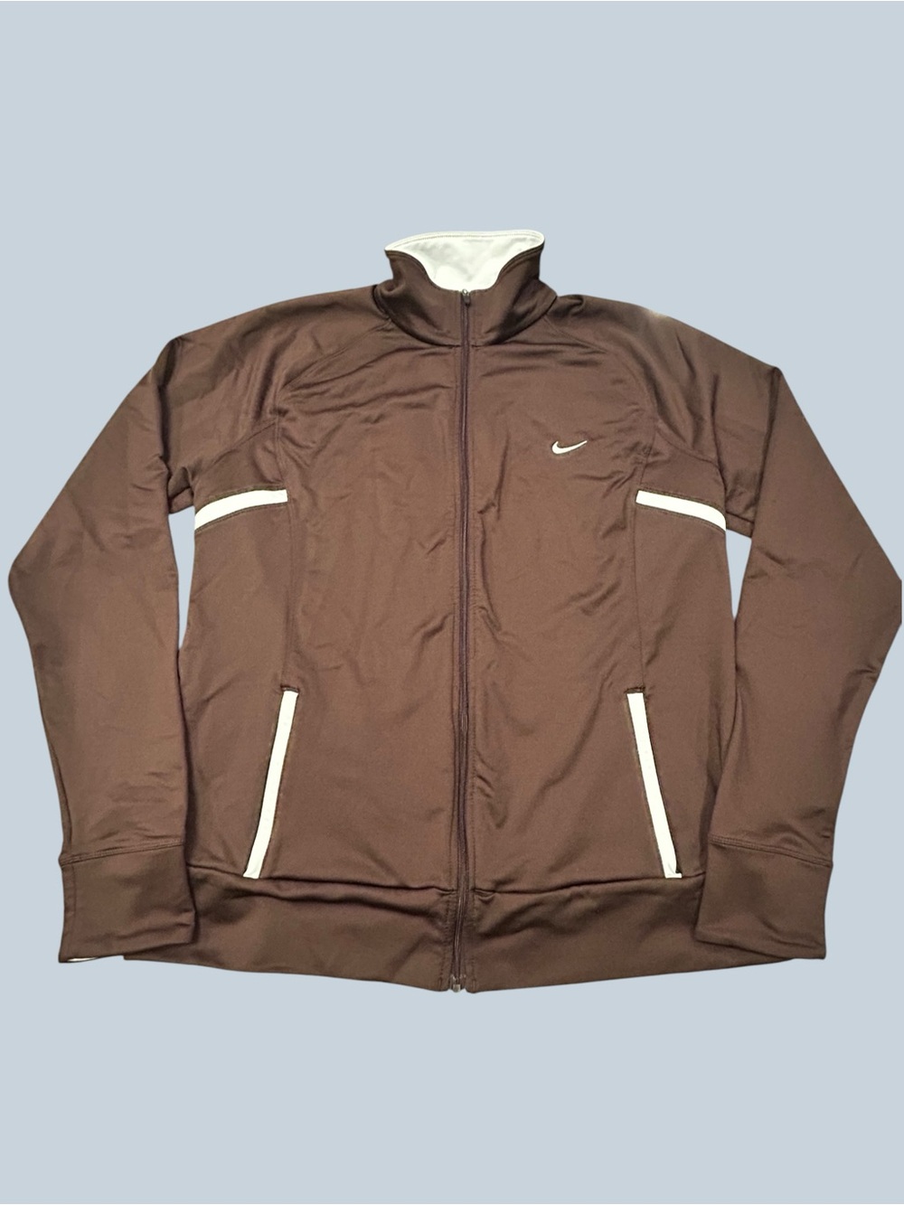 Nike Fit Dry Brown Performance Track Jacket Women’s L (12-14) Athletic Pocketed